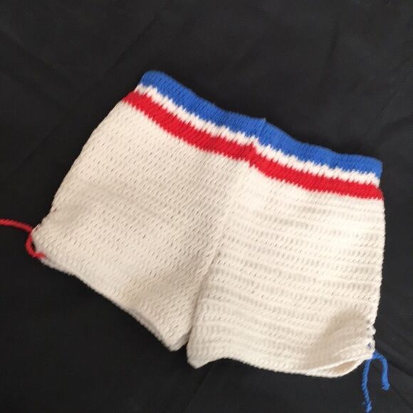 Hand Crocheted 100% USA Cotton Drawstring Shorts - Picture 2 of 10
